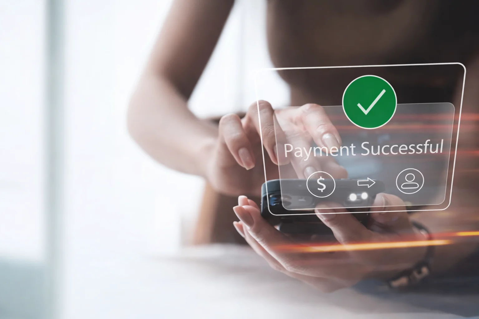 Digital payment confirmation on smartphone representing minimum credit card payment strategy