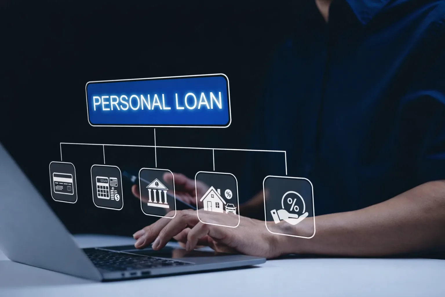 Digital interface showing personal loan options and interest rate comparison