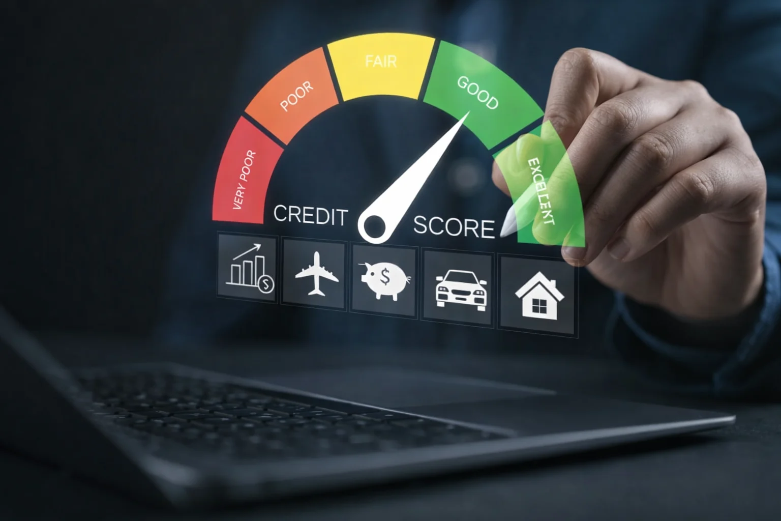 Credit score gauge dashboard used to evaluate personal loan eligibility